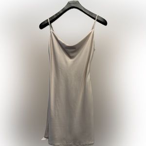 Silk off white dress with cowl neck